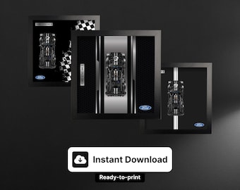 Póster del Ford GT40 MKII de carreras de 1966: Decoración de garaje modelo 42223 (Descarga digital)