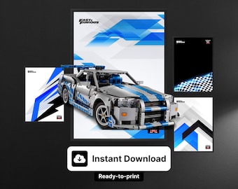 Skyline GT-R R34 Wallboard Display: Technic 42210 Compatible (Digital Download)