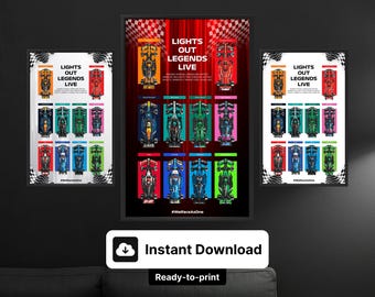 Allt-i-ett Grand Prix Racing Speed Style Display Set: 10 lag, 3 digitala affischer (direkt nedladdning)