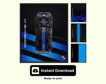 Exhibición técnica del Porsche GT4: Arte mural de coches de carreras (descarga digital)