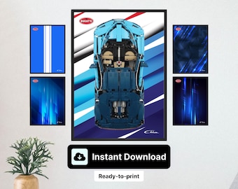Bugatti Chiron 42083 Wall Art: Technic Builder Display Posters (Digital Download)