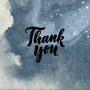 Postkarte "Thank You" - Sternenhimmel aquarelliert; Herzgrafik auf dem Rücken. PDF zum Herunterladen.