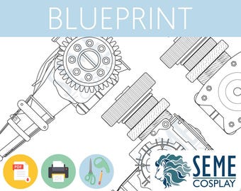 Modello di martello Karl Heisenberg a grandezza naturale 1:1 Blueprint