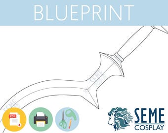 Modello di falce Bela Dimitrescu a grandezza naturale 1:1 Blueprint