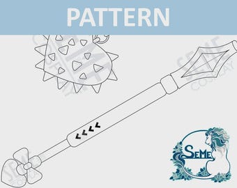 Sweetheart Spiked Mace Pattern Lifesize 1:1 Template Blueprint