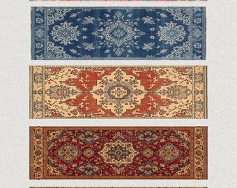 Vintage Rug Stair Treads Set (15) – Peel & Stick Non-Slip Carpet Steps