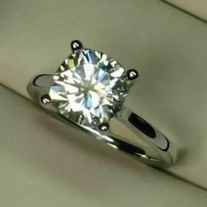 Cushion Cut Moissanite Engagement Ring: Four Prong Sterling Silver Proposal Ring