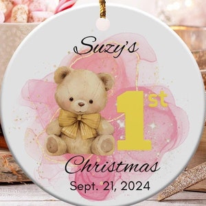 Personalisierte erste Weihnachtsverzierung, individuelle Teddybär-Verzierung, personalisierte Baby-Verzierung, Weihnachtsgeschenk für Neugeborene, einzigartiges Baby