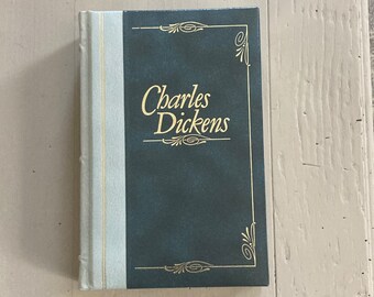 Charles Dickens Oliver Twist, Great Expectations, A Tale of Two Cities, 1980s Edition, Gold Leaf Pages, Leather Bound Hardcover Book