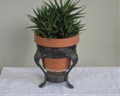 Repurpose Silverplate Plant Holder, Silver Metal Display Stand