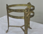 Vintage Pedestal Stand, Repurposed Plant Holder, Decorative Metal Display Stand with Paw Feet