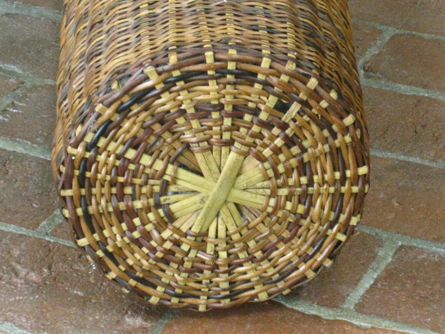 Vintage Wicker Umbrella or Cane Stand Basket Tall Woven Basket Etsy
