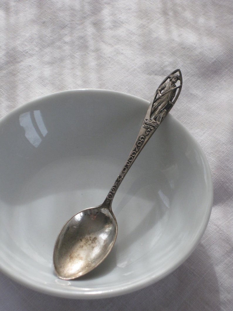 Concord MASS Small Demitasse Collectible Memorabilia Massachusetts State Spoon Souvenir Vintage Sterling Silver Minuteman Spoon Hallmarked