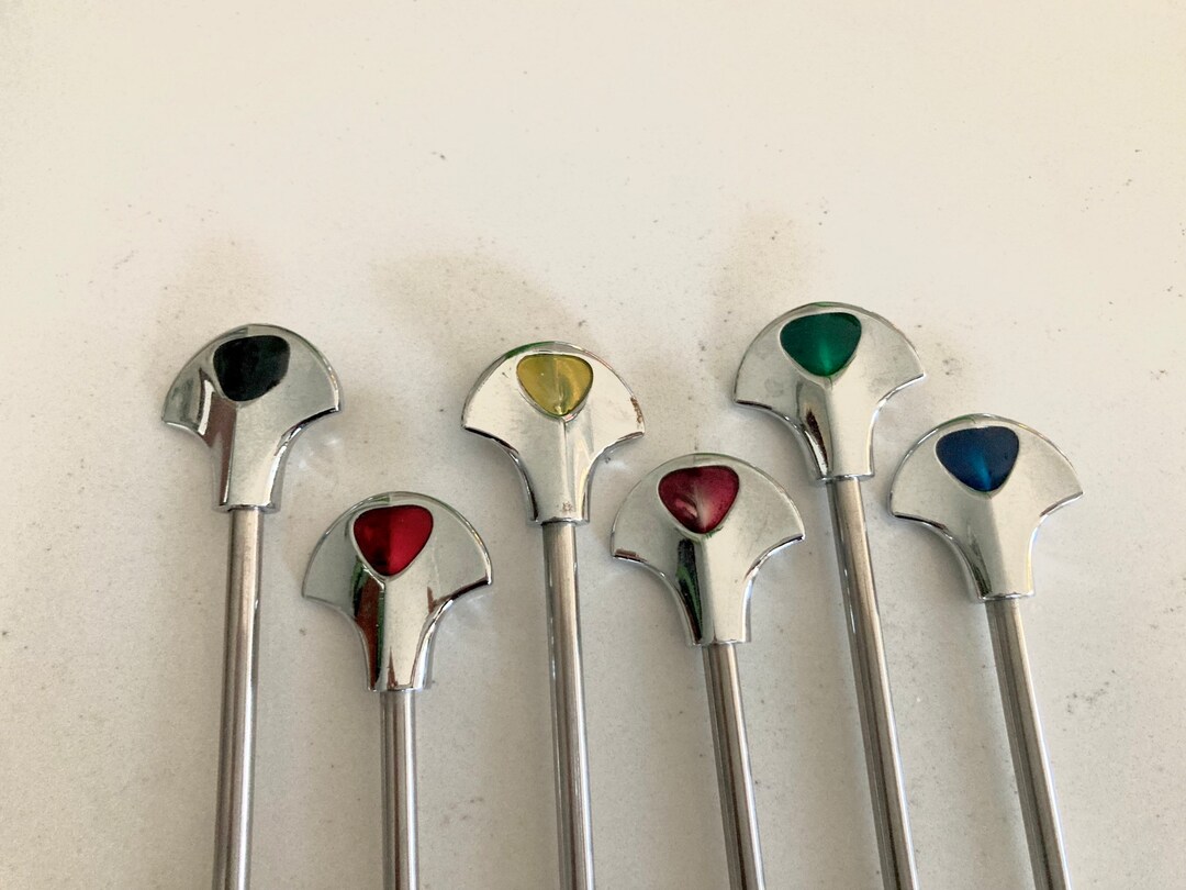 Silver Metal Cocktail Stirrers Art Deco Shaped 6 Colorful Etsy