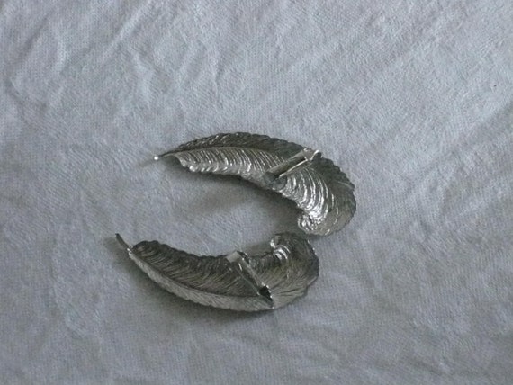 Vintage Silver Earrings, Feather Shape, SAC Sarah… - image 5