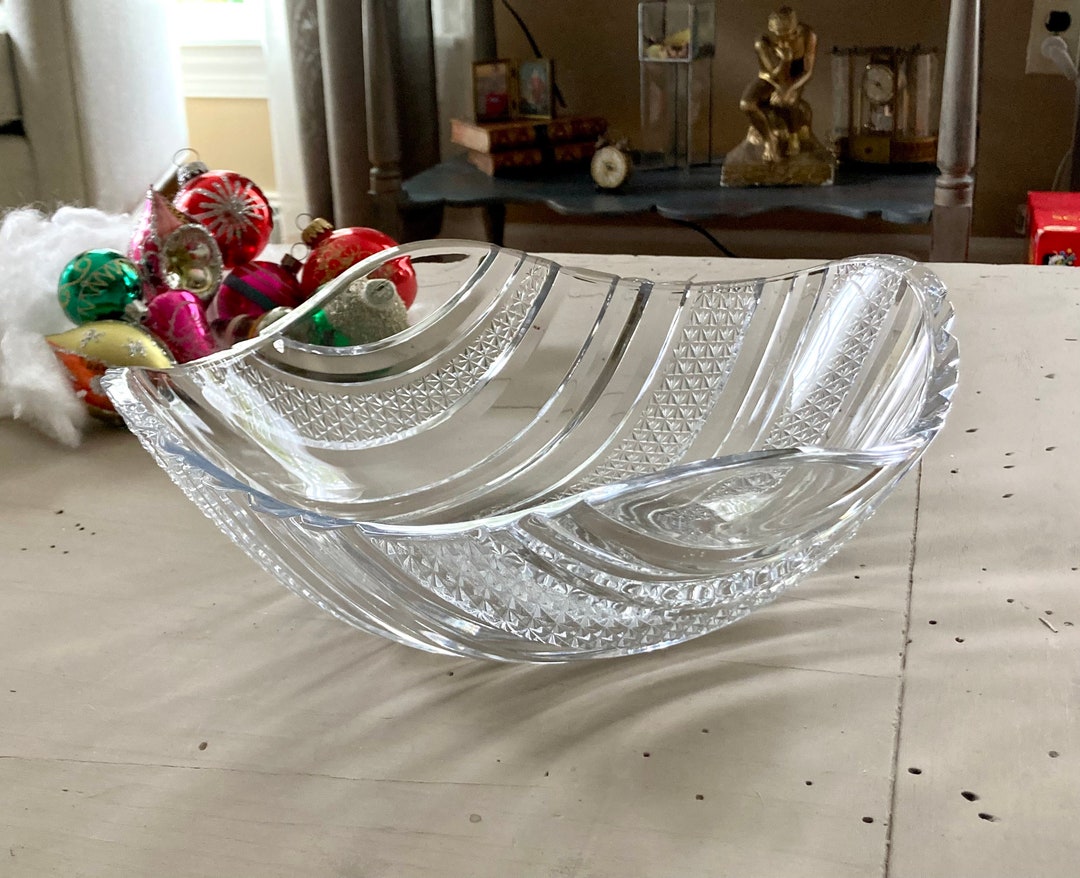 Square Crystal Cut Glass Bowl Vintage Dining Entertaining Etsy