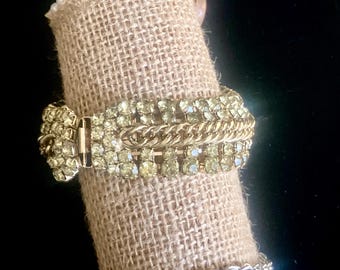 Rhinestone Gold Link Bracelet, Banana Republic Ladies Jewelry, Multistrand