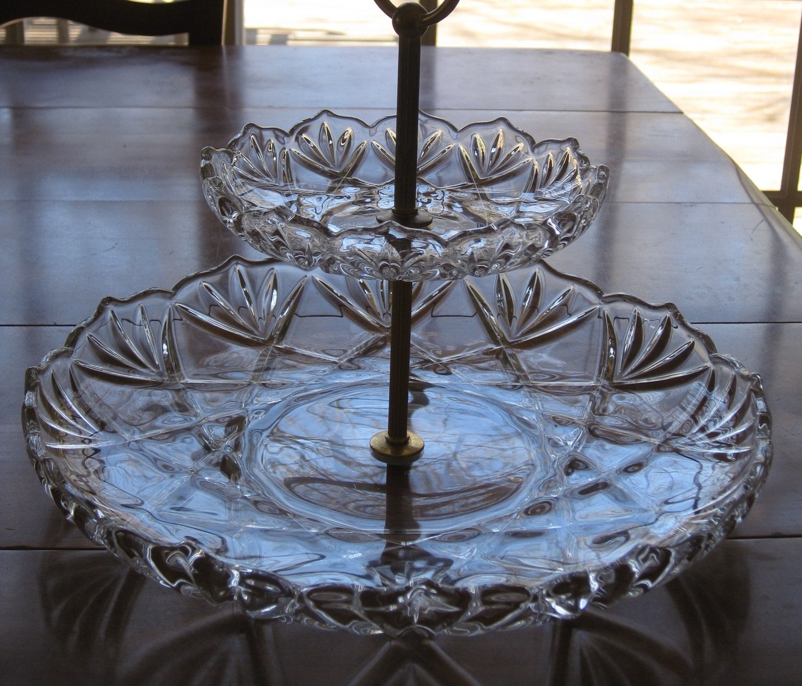 Vintage 2 Tier Glass Serving Tray Crystal Walther Glas Germany Etsy