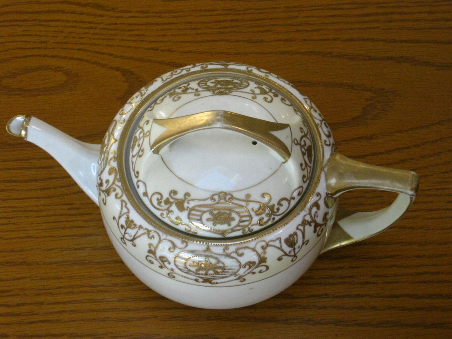 Antique Nippon Teapot Handpainted Gold and White Christmas Etsy