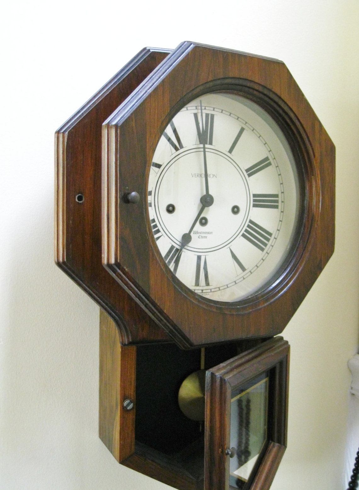 RESERVED Vintage Schoolhouse Clock Key Wind Up Verichron Clock Etsy