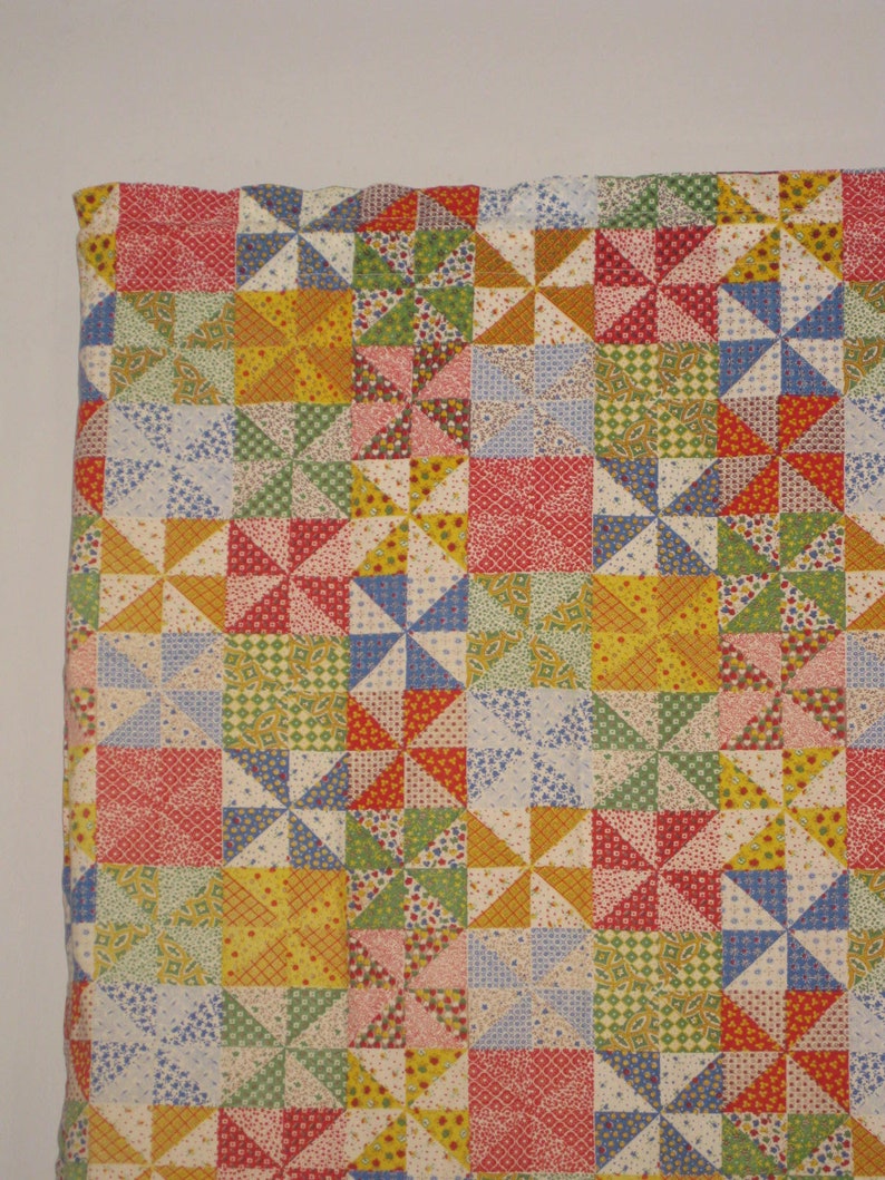 One Vintage Patchwork Print Curtain Panel 2 Inch Rod Pocket Etsy