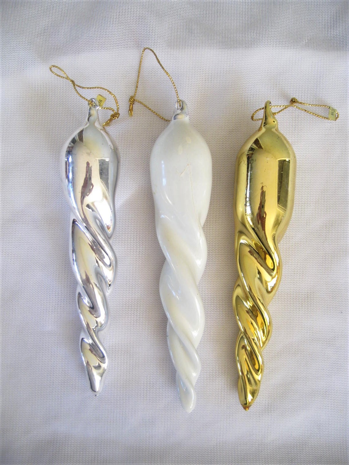 4 Vintage Teardrop Icicle Christmas Ornaments Twisted Colored Etsy