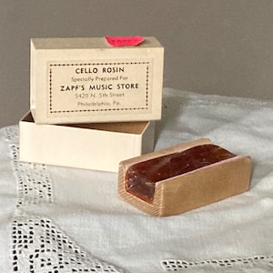 Vintage Cello Rosin in Original Advertising Box, Musical String Instrument Accessory