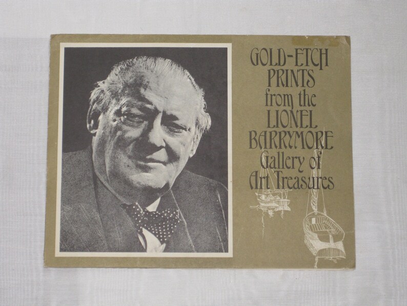 Vintage Gold Etch Prints Lionel Barrymore Gallery of Art