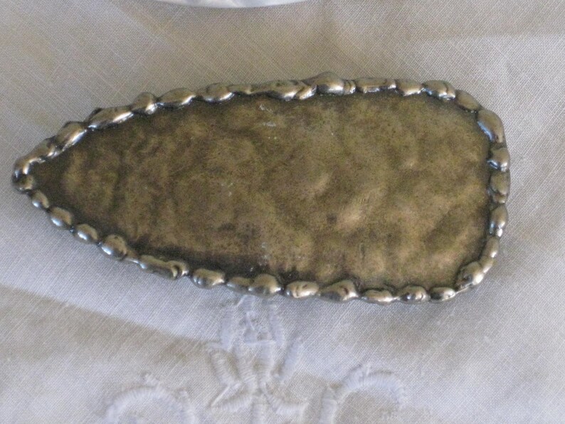 Geometric Brown Metal Silver and Gold Tone Metal Abalone Shell 3 Vintage Belt Buckles MZA of NY Womens Designer Fashion Accessory