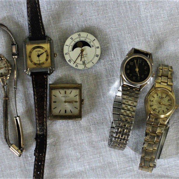 6 Vintage Salvage Watches for Steampunk, Art Projects, Part Supplies, Assorted Mix Lot Collection, SOLD as IS