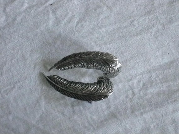 Vintage Silver Earrings, Feather Shape, SAC Sarah… - image 2