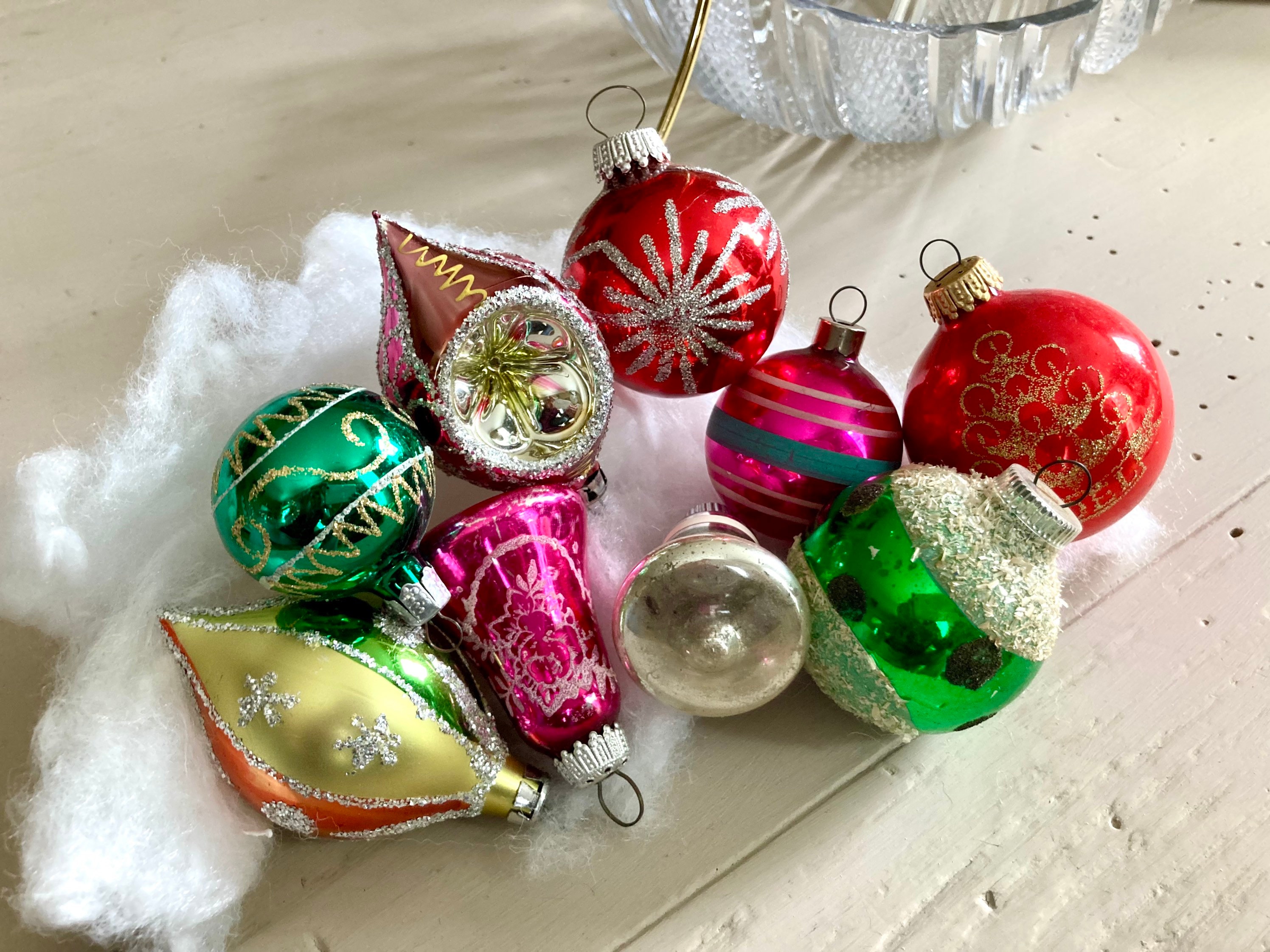 Vintage mercury glass ornaments