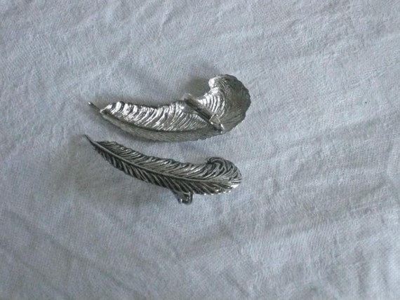 Vintage Silver Earrings, Feather Shape, SAC Sarah… - image 3