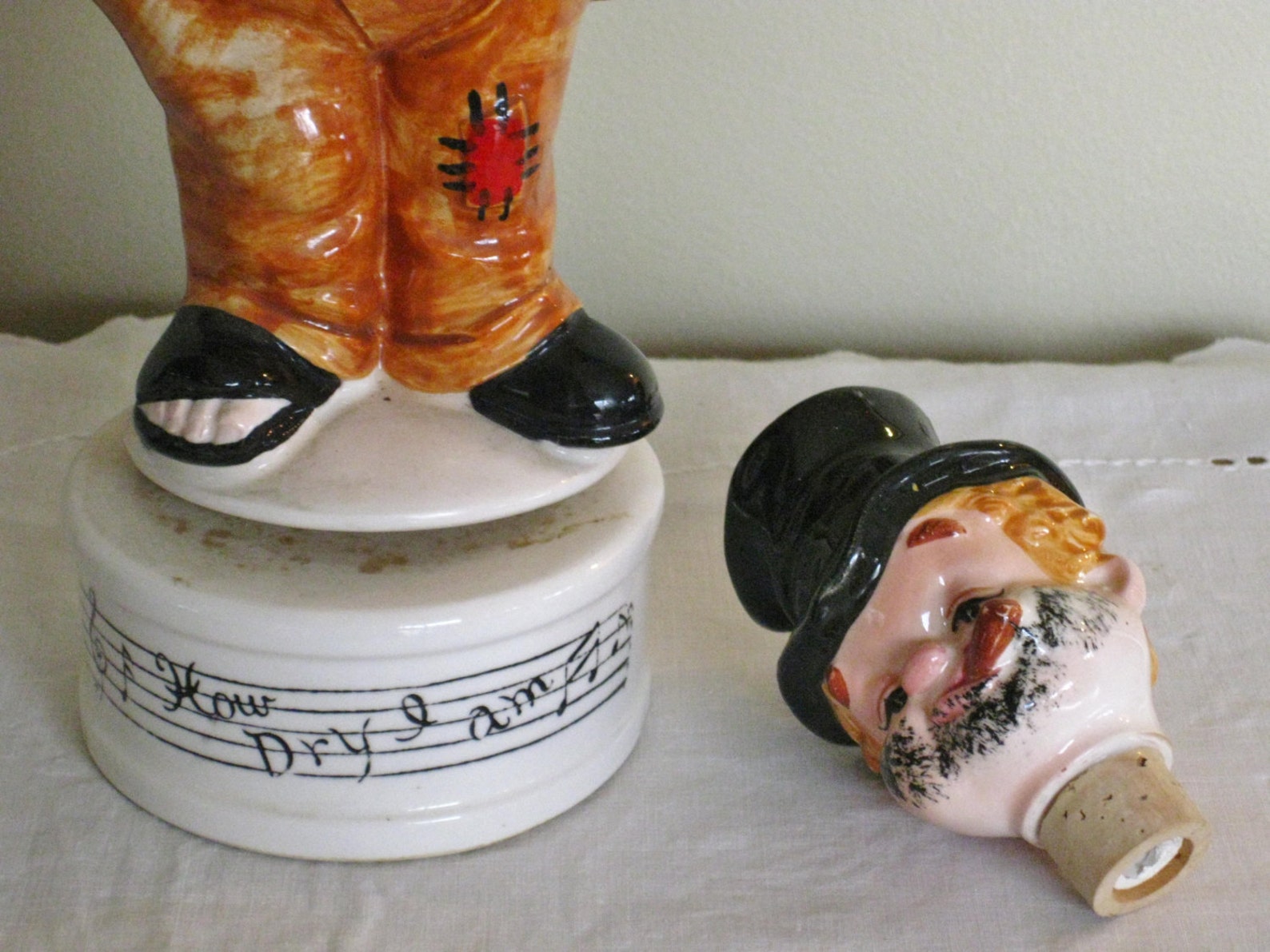 1950s Figural Liquor Decanter Vintage Ceramic Musical Bottle Etsy