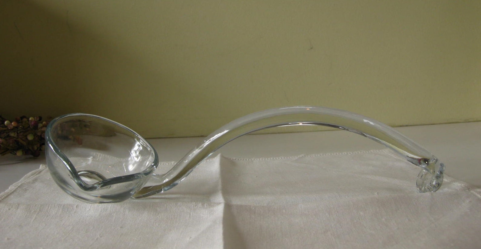 Vintage Glass Ladle Large Crystal Punch Bowl Serving Spoon Etsy