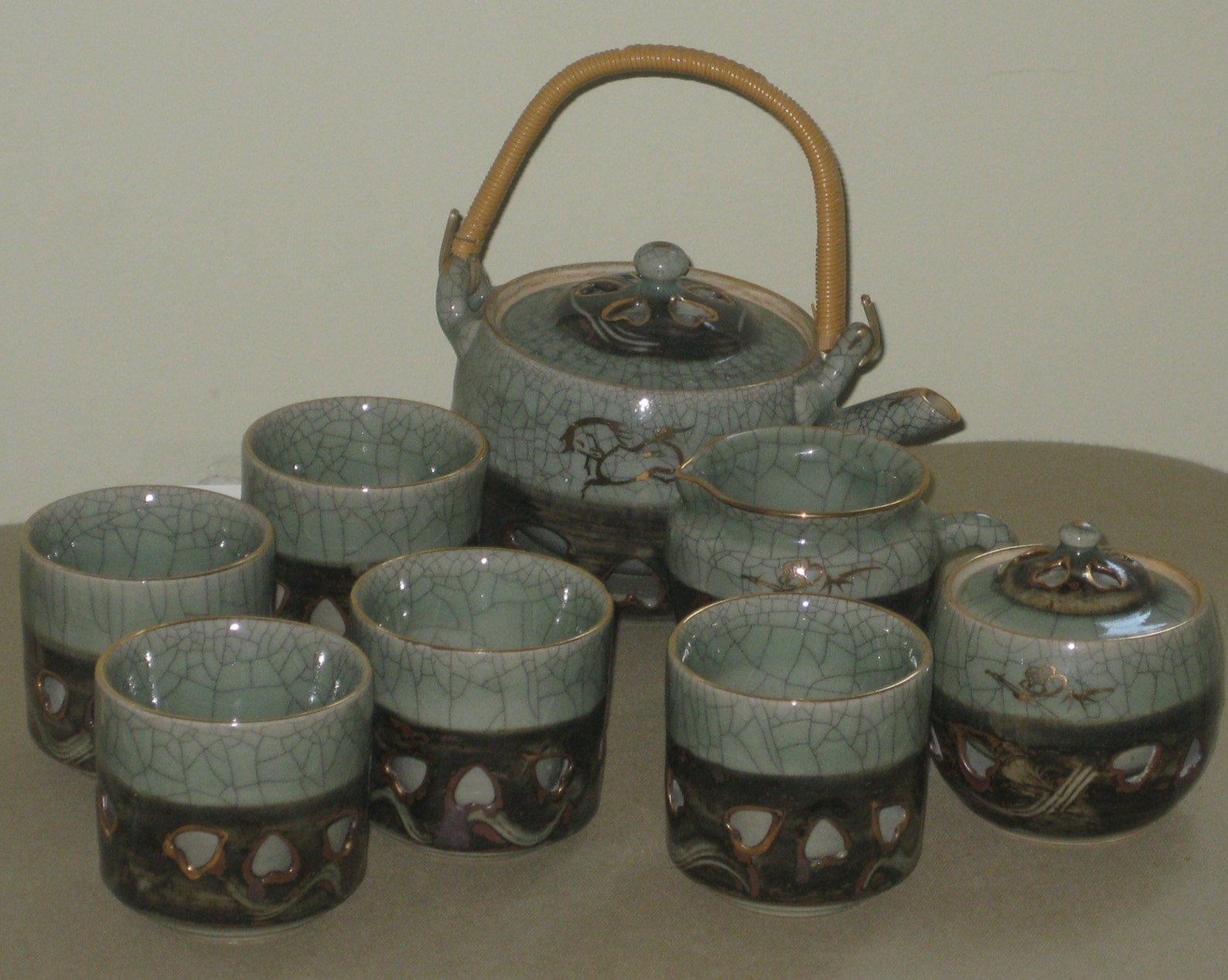 Japanese Soma Ware Somayaki Pottery Tea Set Etsy