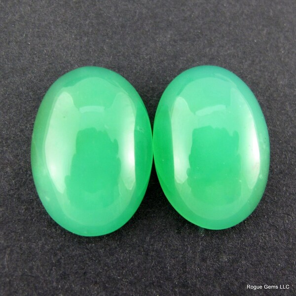 RESERVED FOR W. Large Australian Chrysoprase Cabochon Yerilla Matched Pair
