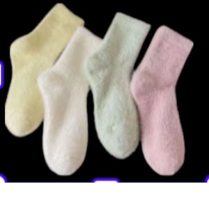 Fuzzy Plush Socks – Soft Cozy Winter Socks in 4 Pastel Colors, Warm Fluffy Home Socks for Women