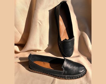 Genuine Leather Loafer for Women, Summer Shoes, Orthopedic Slip-On, Comfort Toe Design, Handmade Shoes, Women Flats, Gift for Women