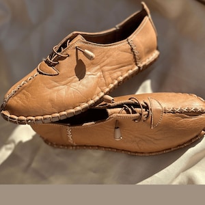 Women Leather Flat Shoes, Leather Sneakers, Zero Drop, Wider Shoes, Grounding, Earthing Slip-on, Wide Toe Box, Women Genuine Leather Yemeni