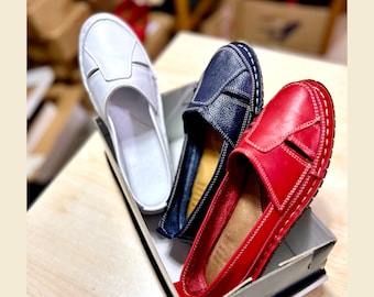 Leather Loafer for Women, Barefoot Shoes, Orthopedic Slip-On, women Shoes, Zero Drop, Colorful Women Flat Shoes, Gift for Her, summer shoes