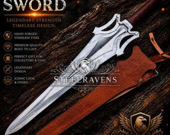 He-Man Inspired Power Sword Replica, High Carbon Steel, Leather Wrapped Handle, Cosplay Prop