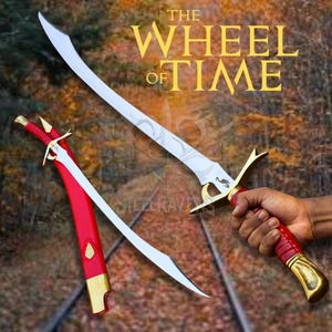 Handmade Wheel of Time Heron Mark Sword with Scabbard | Full Tang Steel Blade | Fantasy Movie Replica | Collectible Gift for Him/Her