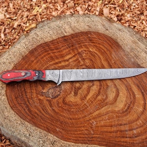 Handmade Damascus Steel Fillet Knife | flexible blade knife, sharp knife, kitchen knife, anniversary gift, groomsman gift, Birthday Gift.