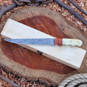 Damascus Steel Fillet Fishing Knife | Handmade Fillet Knife, Chef knife, kitchen knife, Christmas Gift, Gifts for him/her, Anniversary Gift.