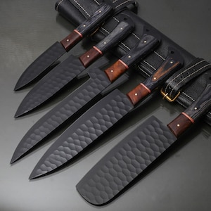 Hand-Forged High Carbon Steel Chef Knife Set – Personalized 5-Piece Luxury Kitchen Knives | Christmas Gift, New Year Gift, Anniversary Gift
