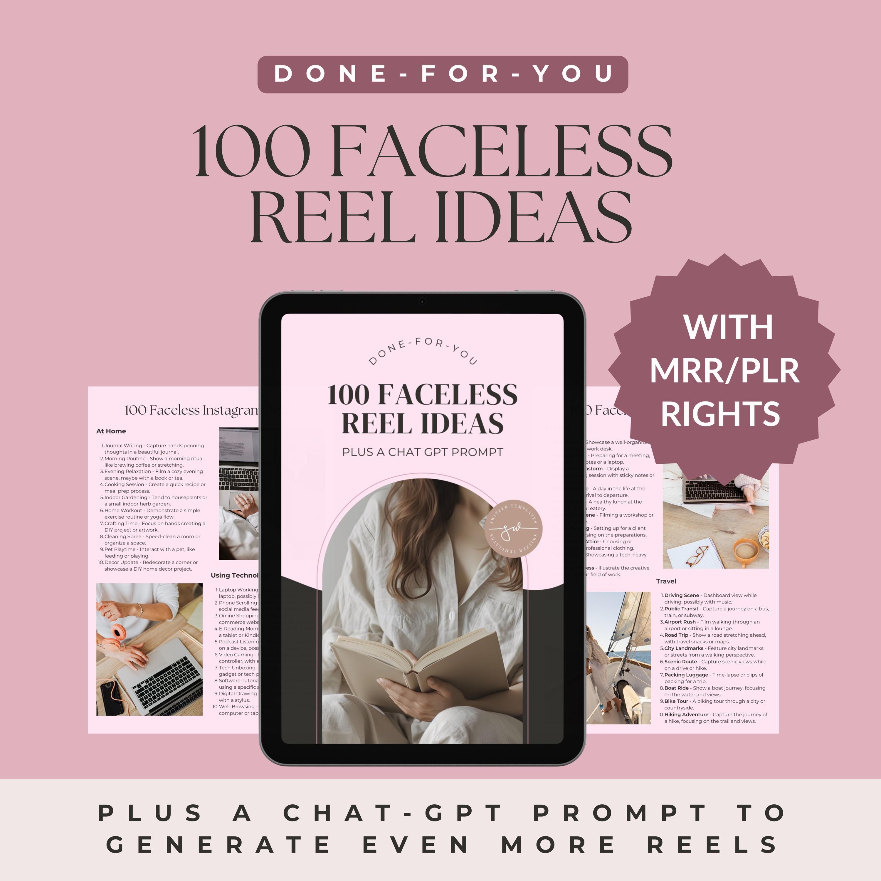 100 Faceless Reel Ideas: Canva Ebook Template (MRR/PLR) - Etsy