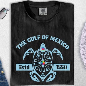 Komfort Farben Golf von Mexiko Sweatshirt Soziale Gerechtigkeit Geschenk Meeresschildkröte großzügigen Golf von Mexiko Liebhaber Geschichtskarte T-Shirt Frieden Welt