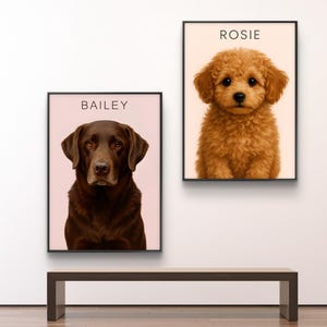 Retrato de mascota personalizado - Regalo conmemorativo para mascotas / Arte personalizado para perros o gatos / Retrato de perro imprimible - Descarga de retrato de gato / Arte mural personalizado para mascotas