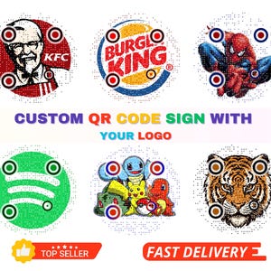 Custom QR Code Business Sign with Logo | Digital Payment & Social Media Sign | Personalized Office Display for Small Business